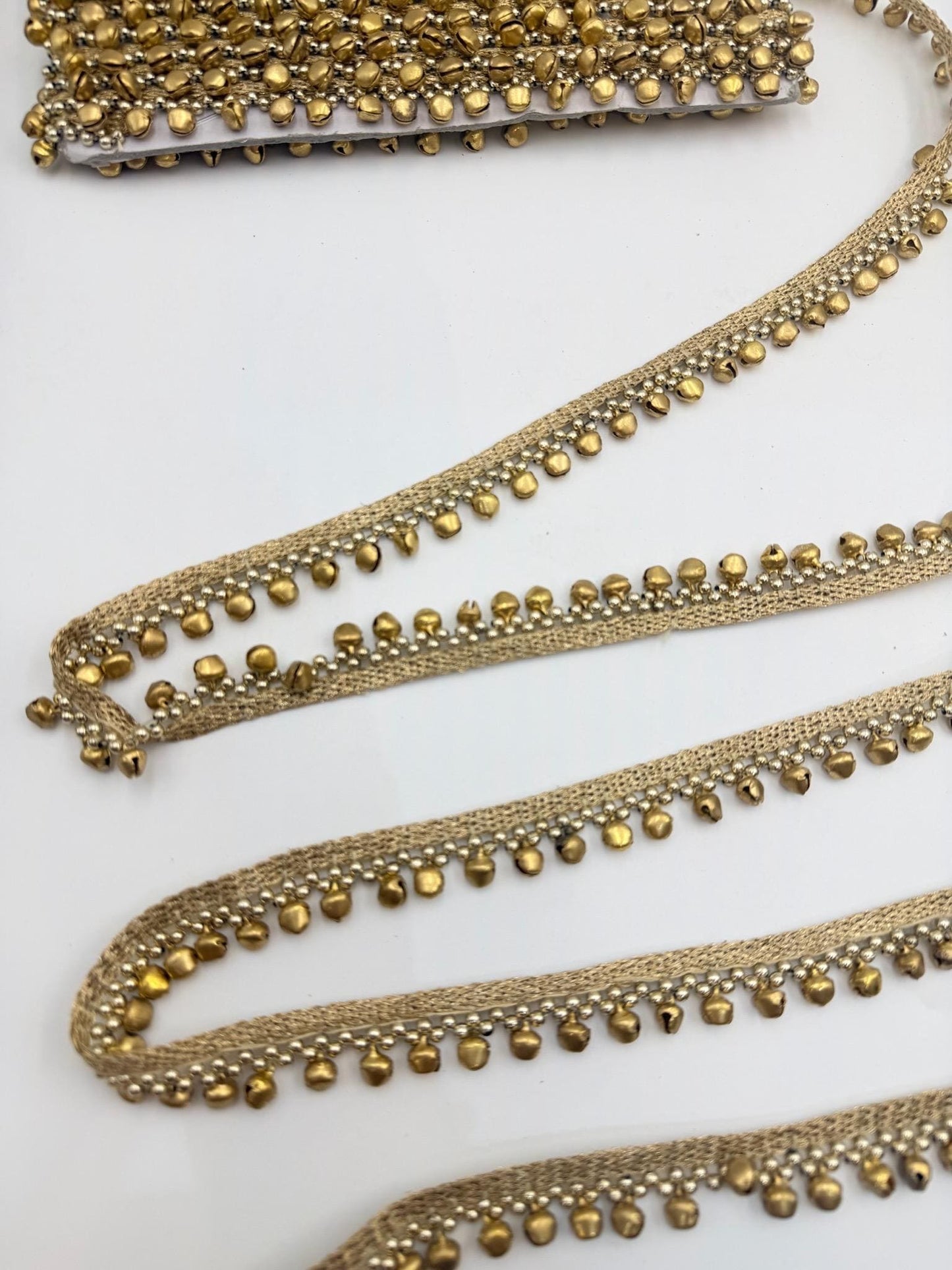 Handmade Ghungroo Lace Trim: Antique Gold Bell Border