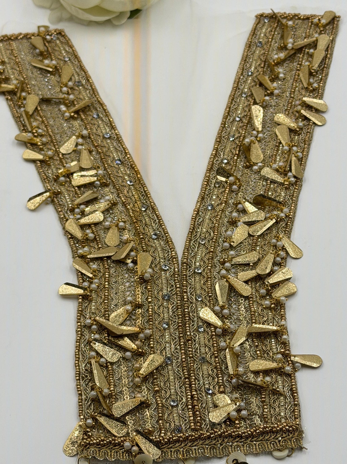 Gold Zardozi Neckline Applique
