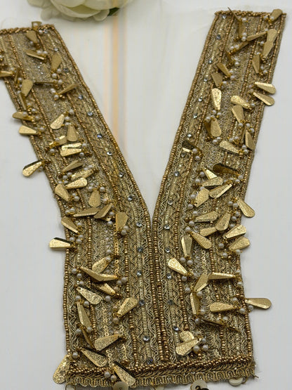 Gold Zardozi Neckline Applique