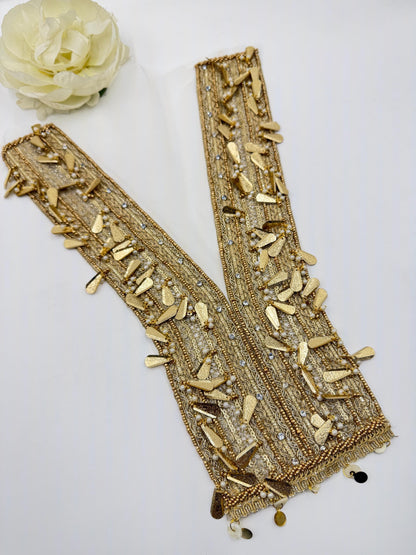 Gold Zardozi Neckline Applique