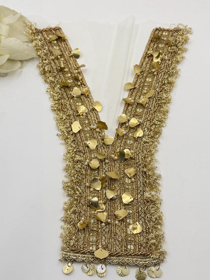 Antique Gold Champagne Neckline Applique