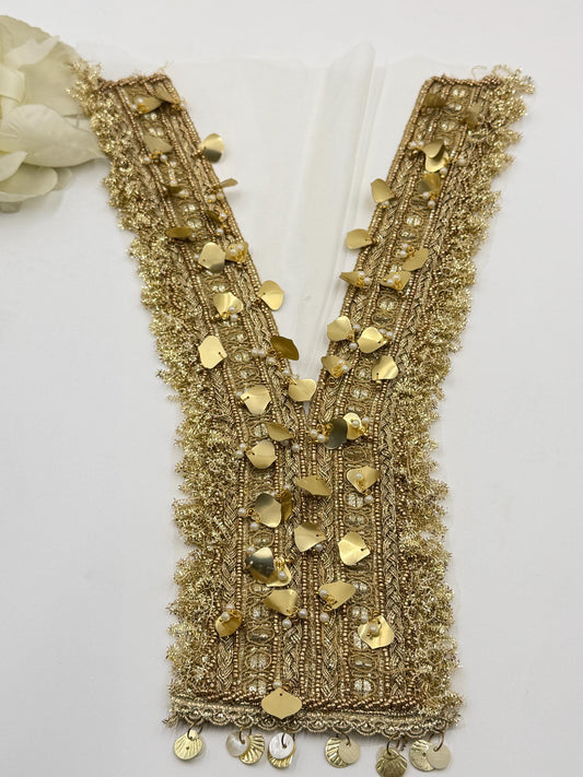 Antique Gold Champagne Neckline Applique