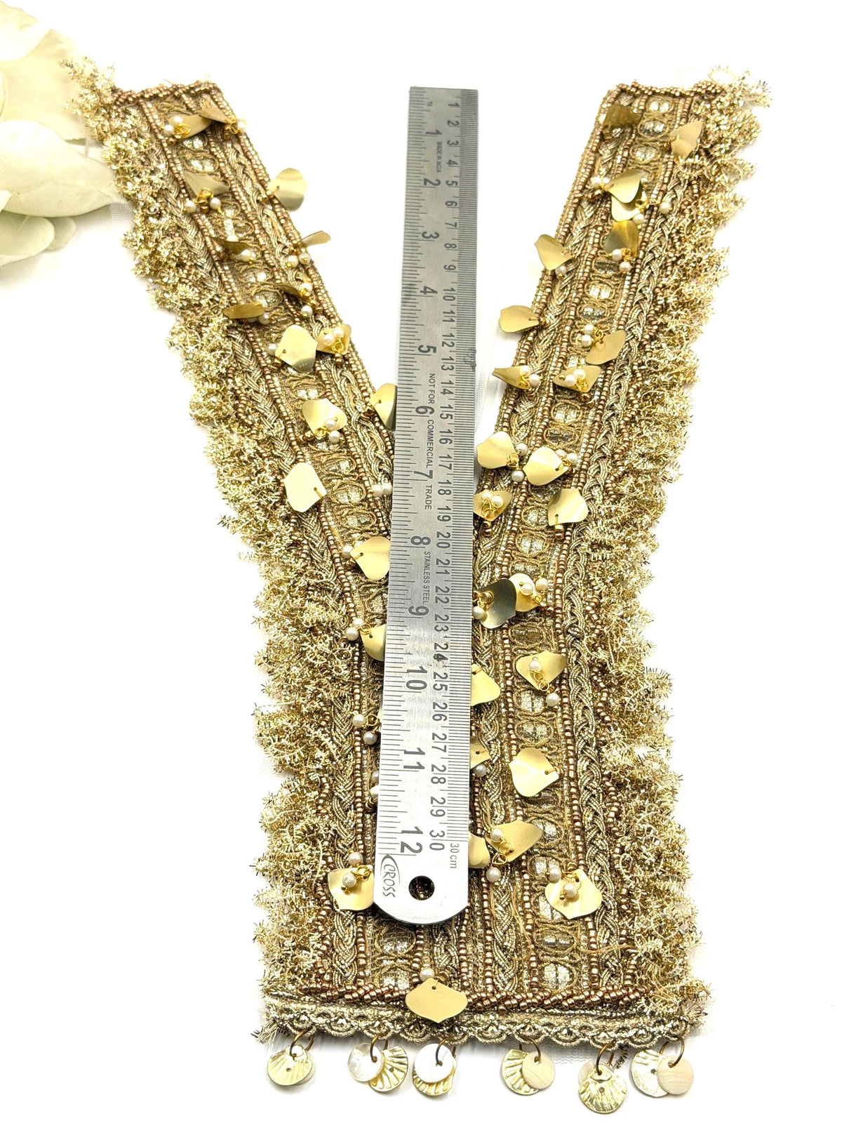 Antique Gold Champagne Neckline Applique