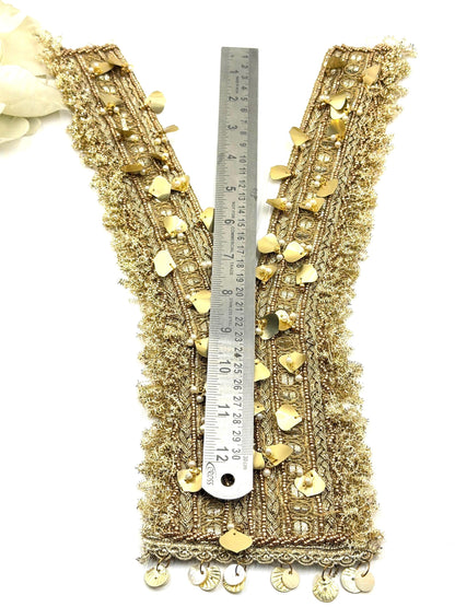 Antique Gold Champagne Neckline Applique