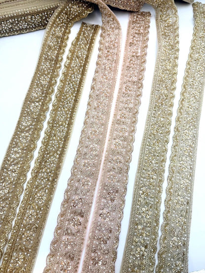 Pearl Beaded Bridal Trim Floral Embroidered Wedding Lace