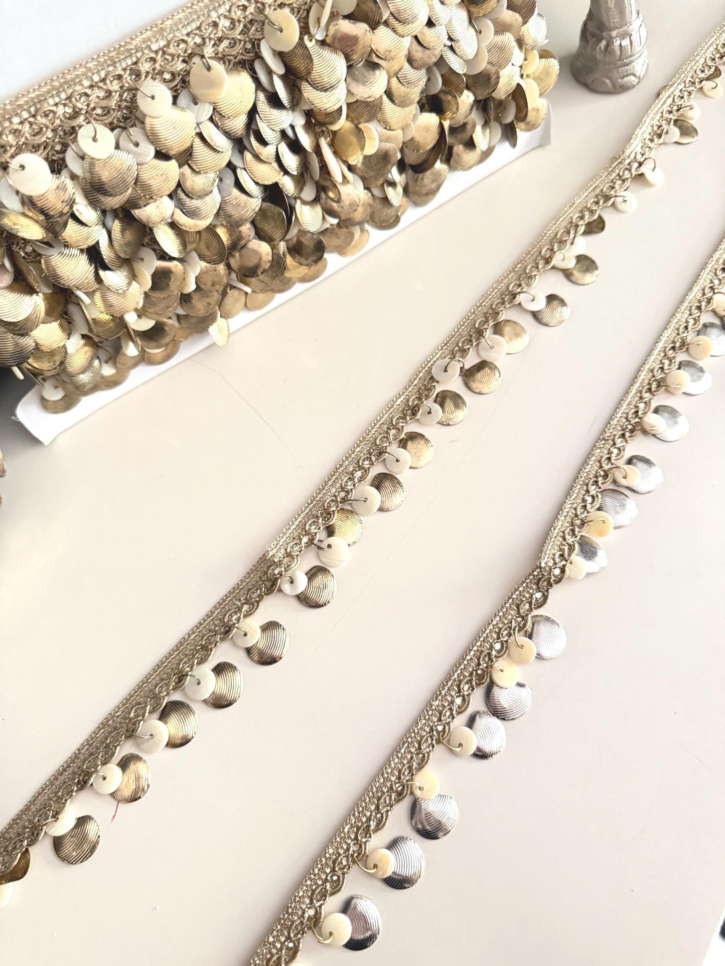 Shell Tassel Fringe Trim Beaded Metallic Dangle Lace