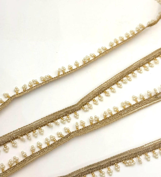 Champagne Gold Pearl Beaded Trim