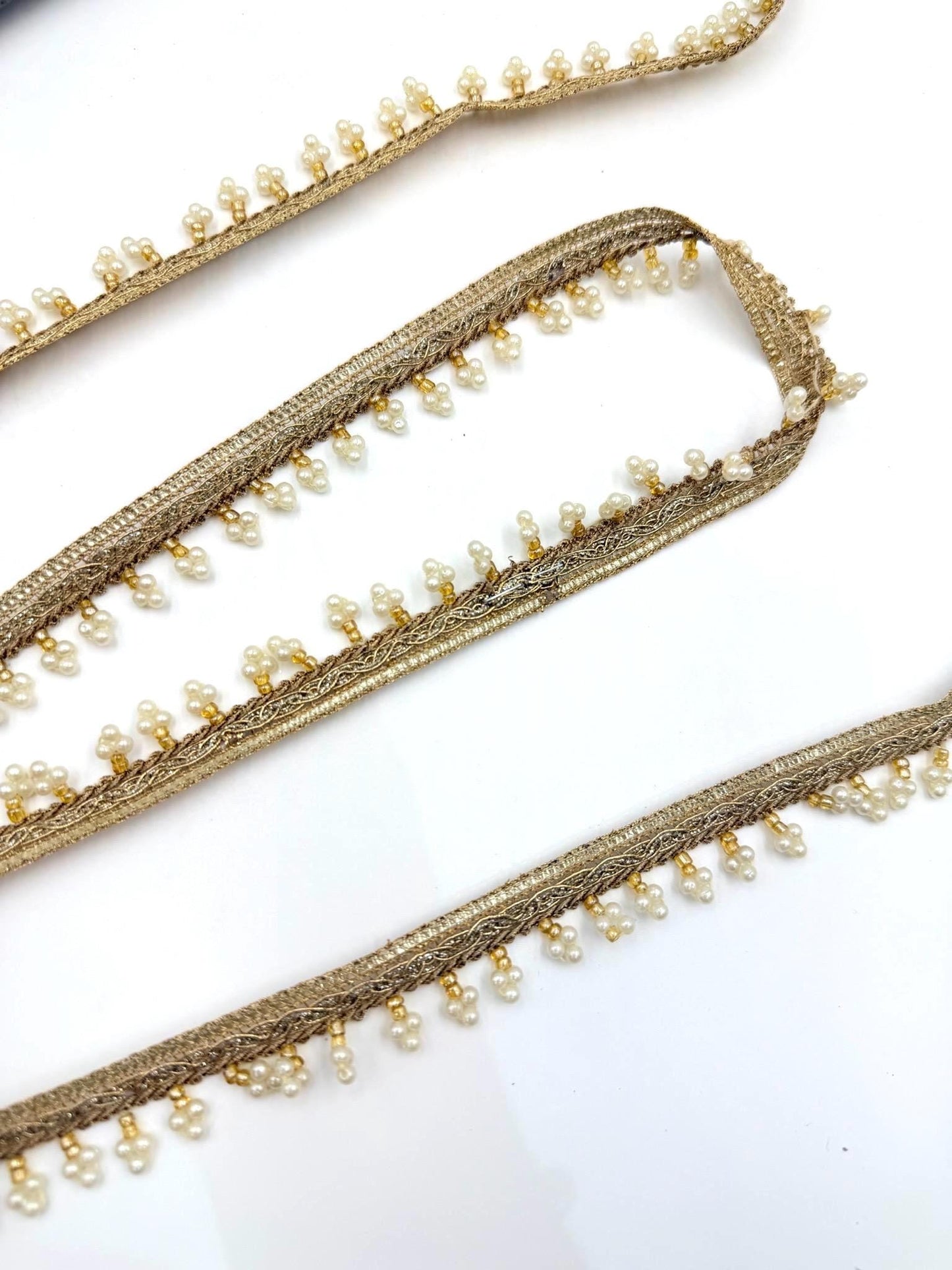 Champagne Gold Pearl Beaded Trim