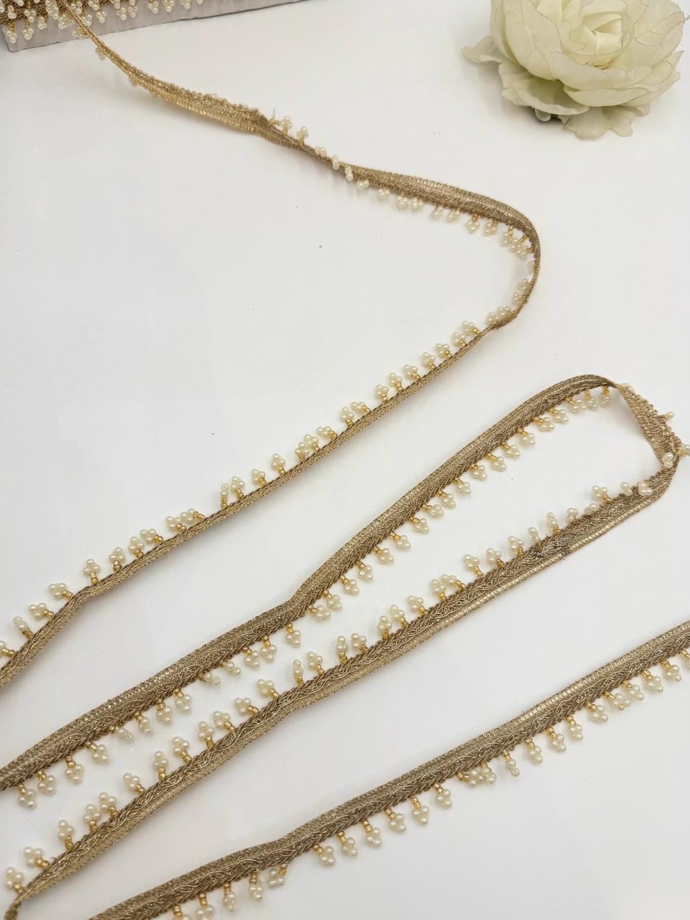 Champagne Gold Pearl Beaded Trim
