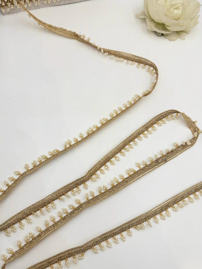Champagne Gold Pearl Beaded Trim