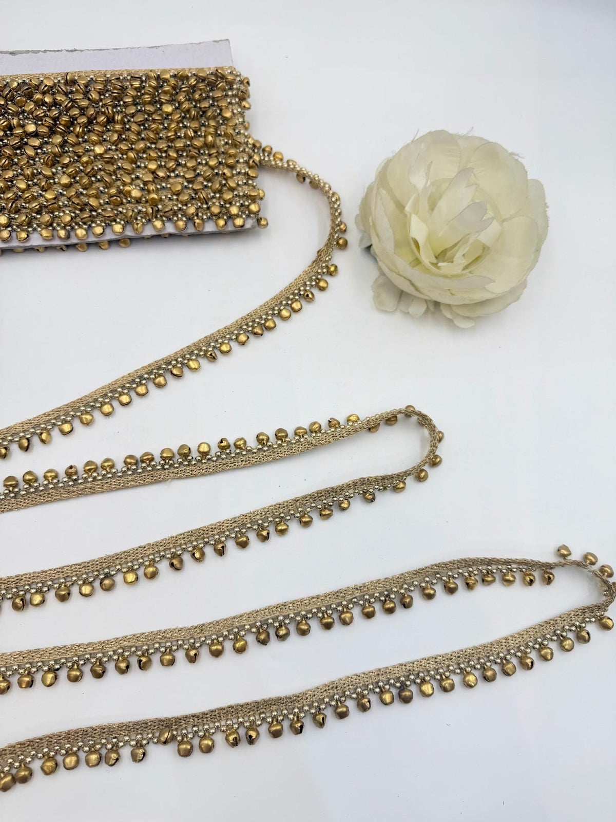 Handmade Ghungroo Lace Trim: Antique Gold Bell Border