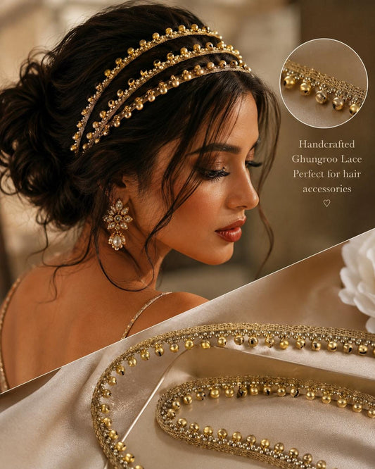 Handmade Ghungroo Lace Trim: Antique Gold Bell Border