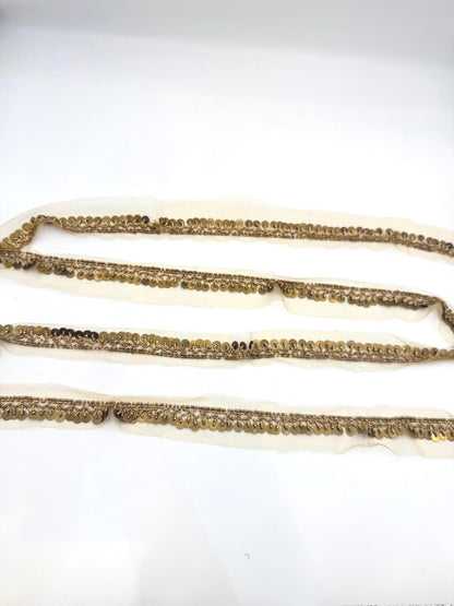 Vintage Gold Dabka Trim – Zardozi Sequin Bead Ribbon