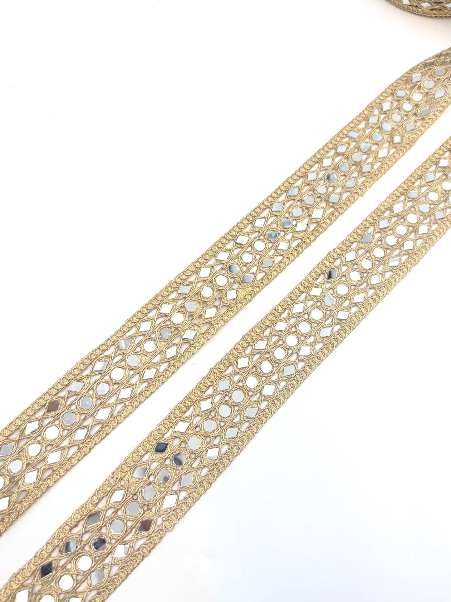 Scalloped Mirror Trim Ribbon Gold Wave Braid