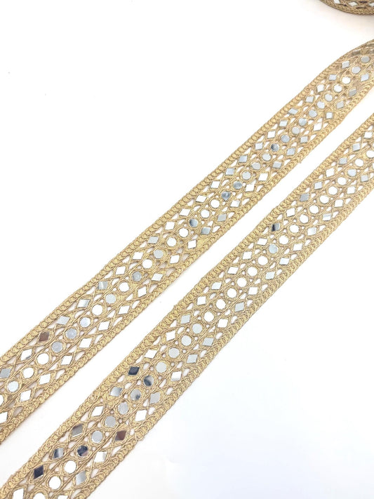 Scalloped Mirror Trim Ribbon Gold Wave Braid
