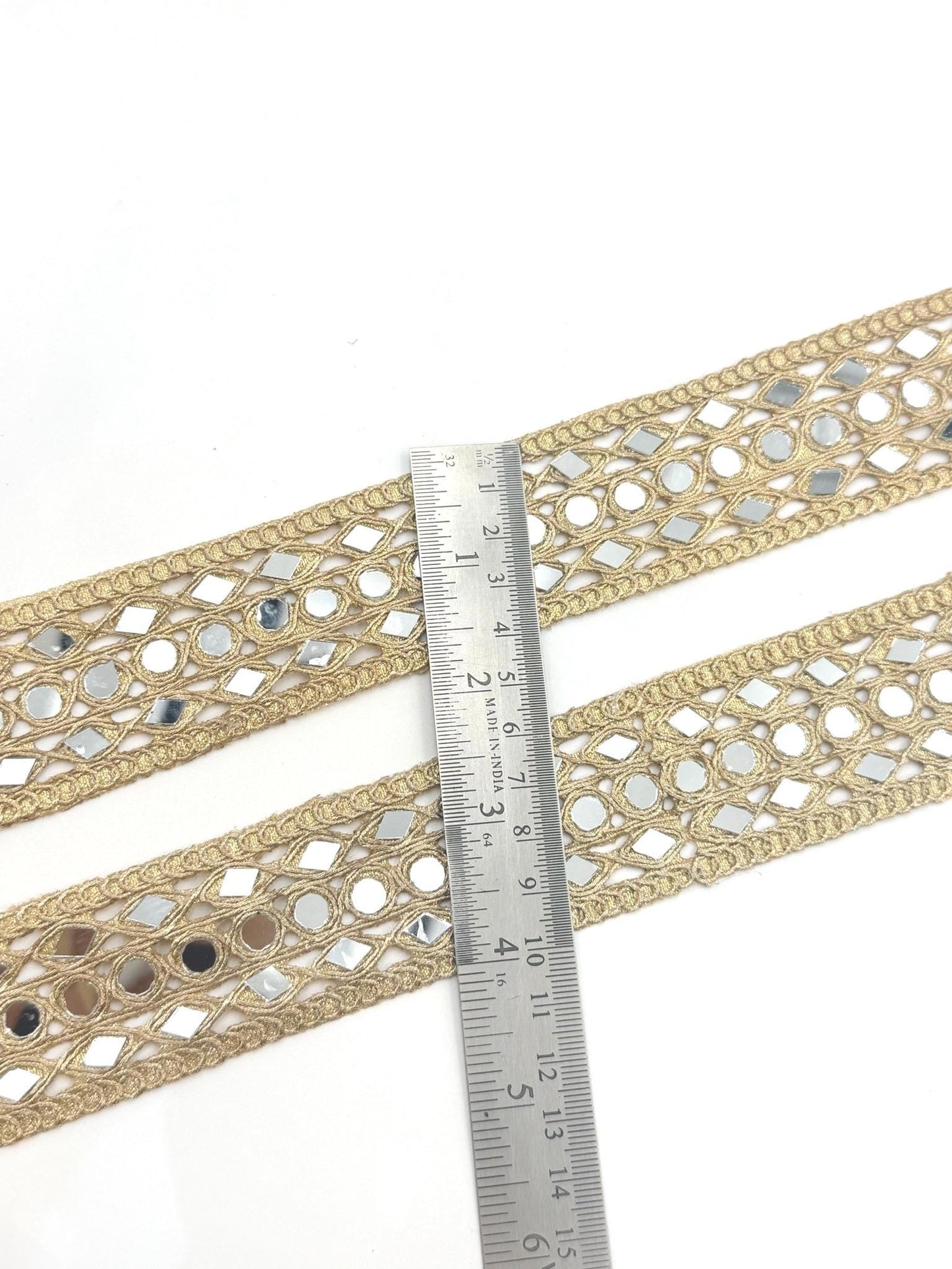 Scalloped Mirror Trim Ribbon Gold Wave Braid