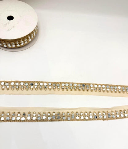Mirror Work Trim by the Yard, Beaded Shisha Ribbon