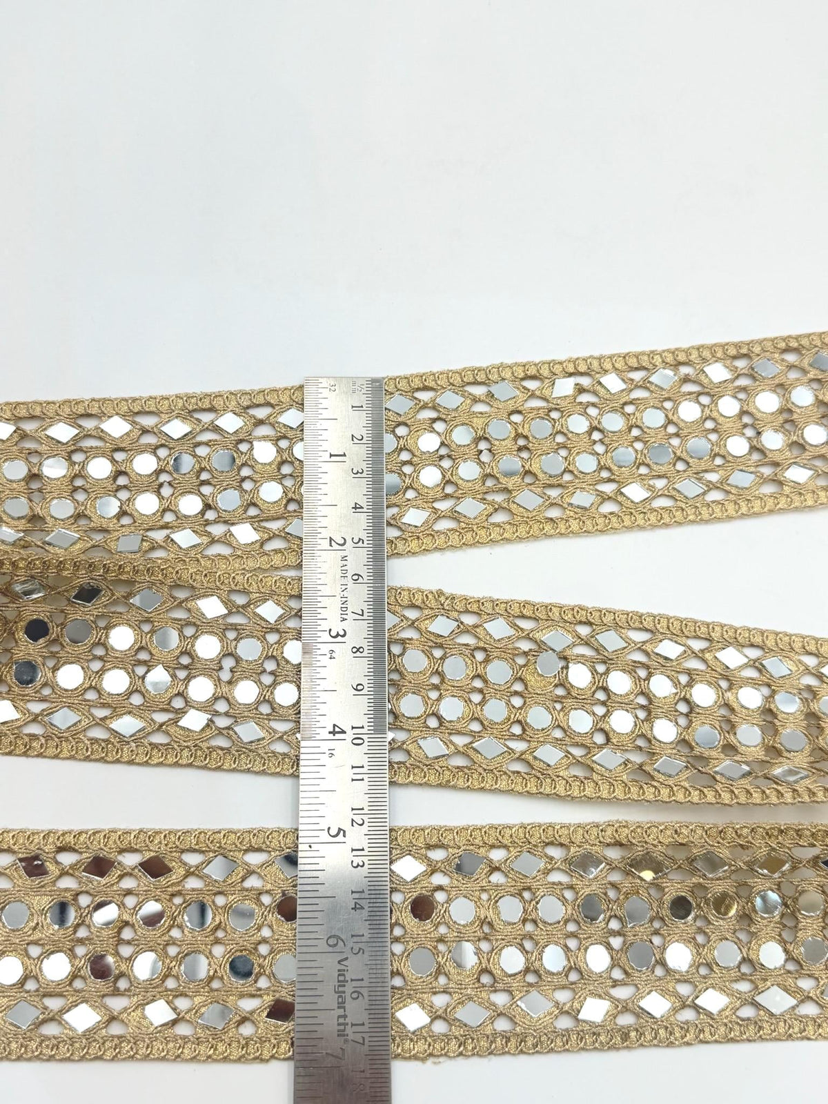 Gold Mirror Trim Ribbon Mirror Embroidered Jute Braid