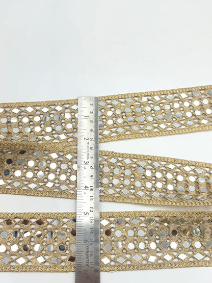Gold Mirror Trim Ribbon Mirror Embroidered Jute Braid