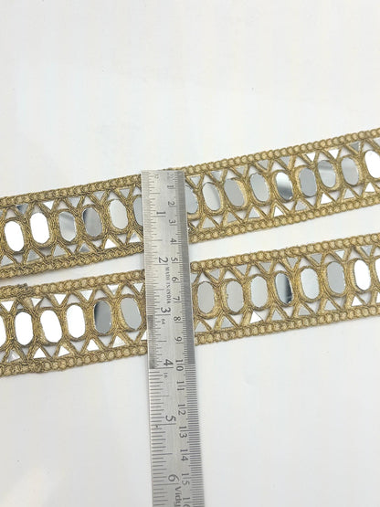 Oval Mirror Trim Ribbon Gold Triangle Lattice Border