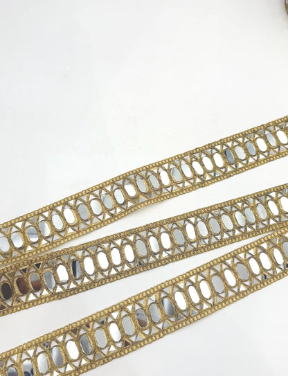 Oval Mirror Trim Ribbon Gold Triangle Lattice Border