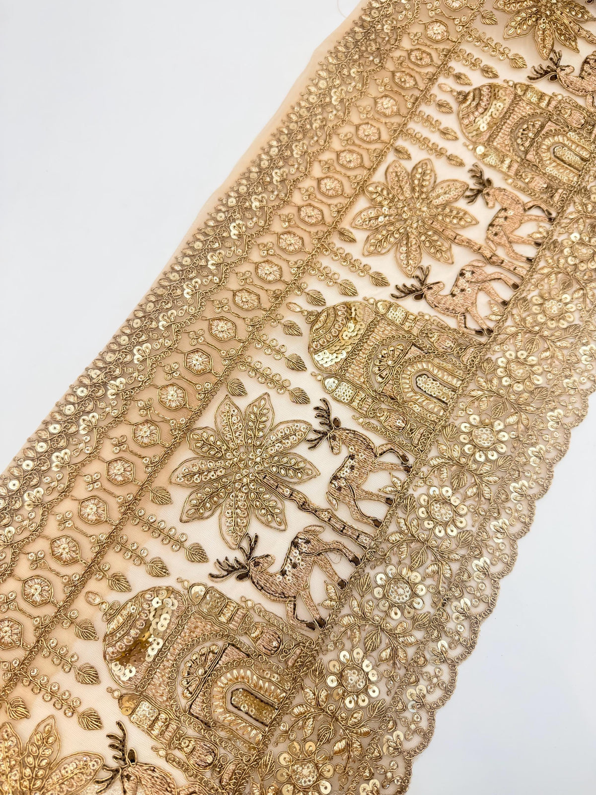 Gold Embroidered Lace Trim, Hand Embroidered
