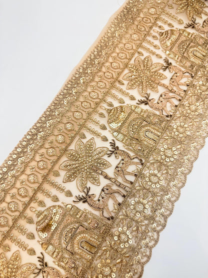 Gold Embroidered Lace Trim, Hand Embroidered