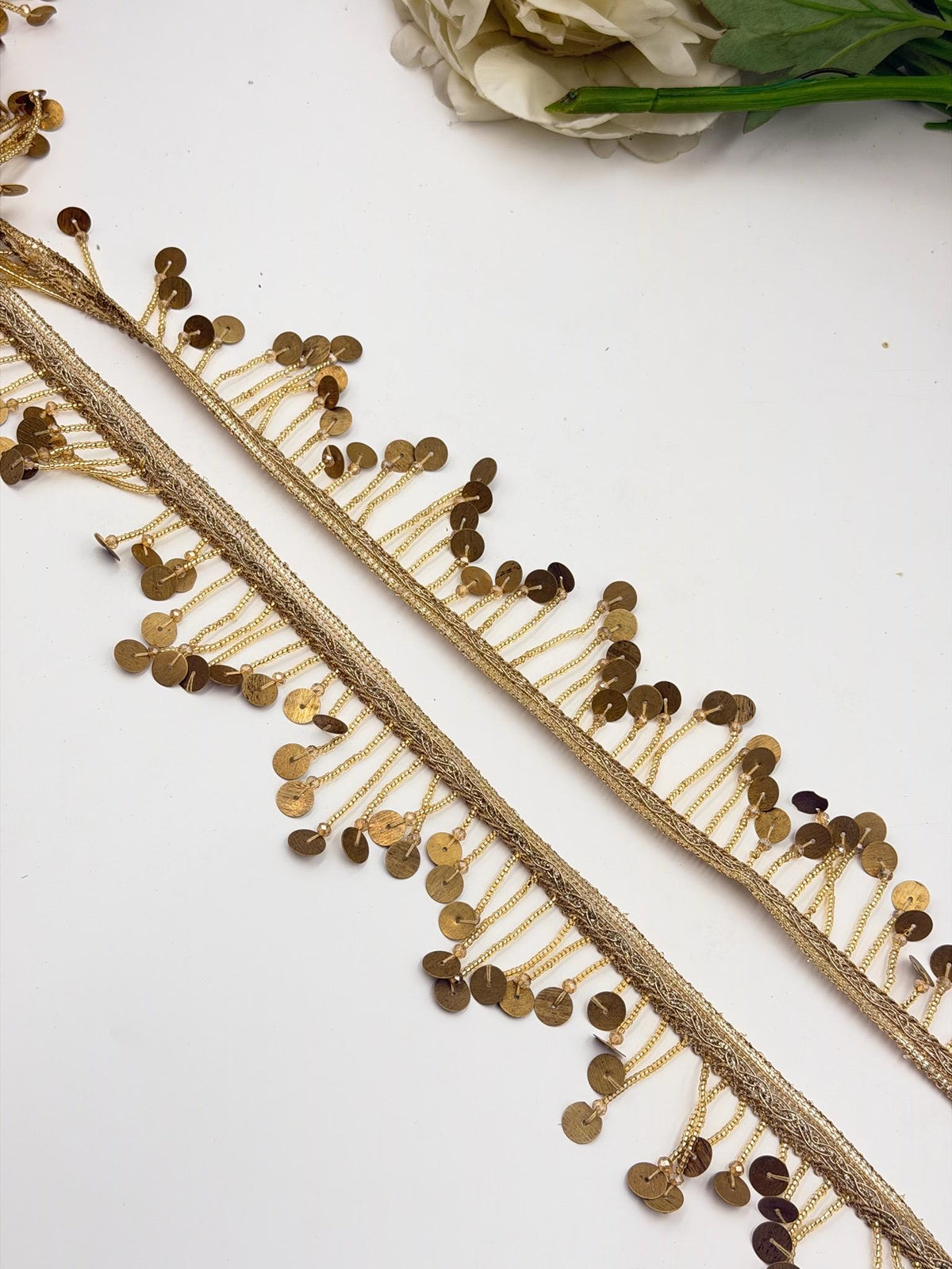 Antique Gold Coin Fringe Trim,m Metallic Tassel