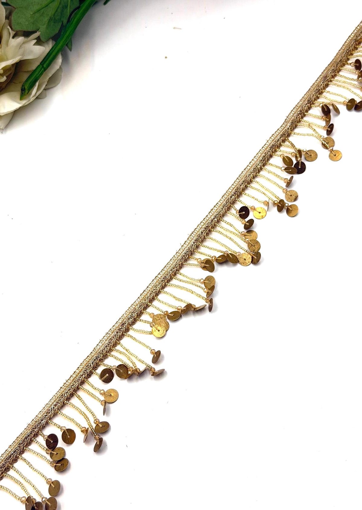 Antique Gold Coin Fringe Trim,m Metallic Tassel