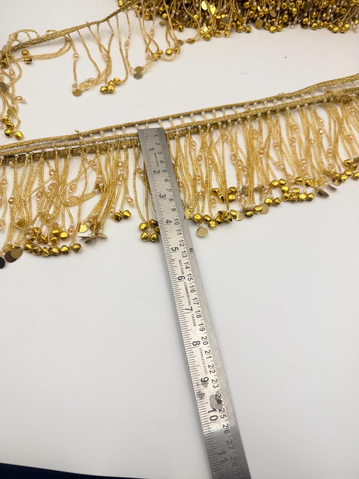 Gold Beaded Fringe Trim Pearl Tassel Borde