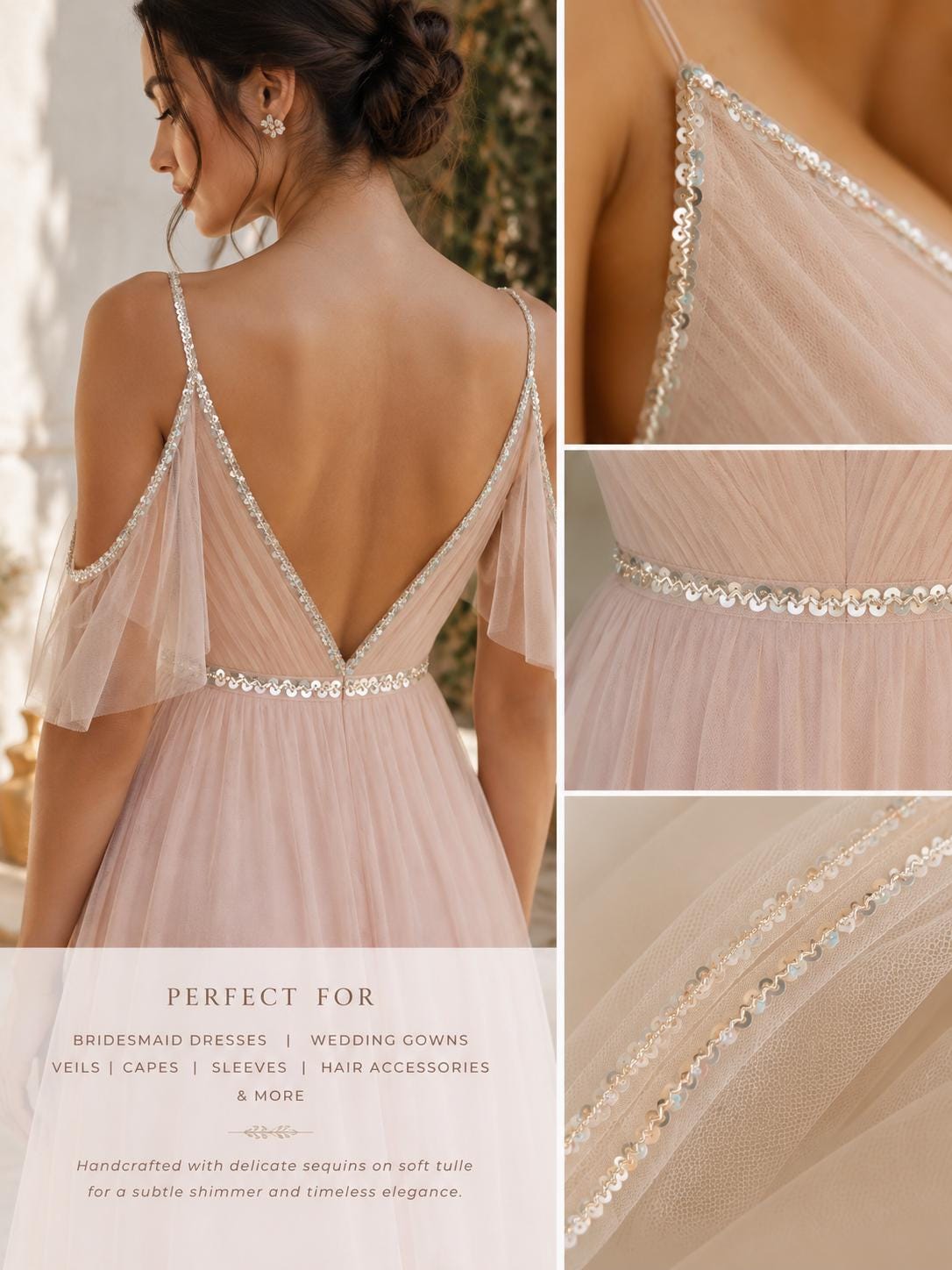 Luxury Bridal Sequin Tulle Trim