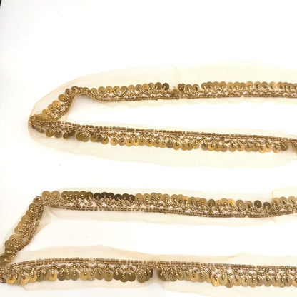 Vintage Gold Dabka Trim – Zardozi Sequin Bead Ribbon