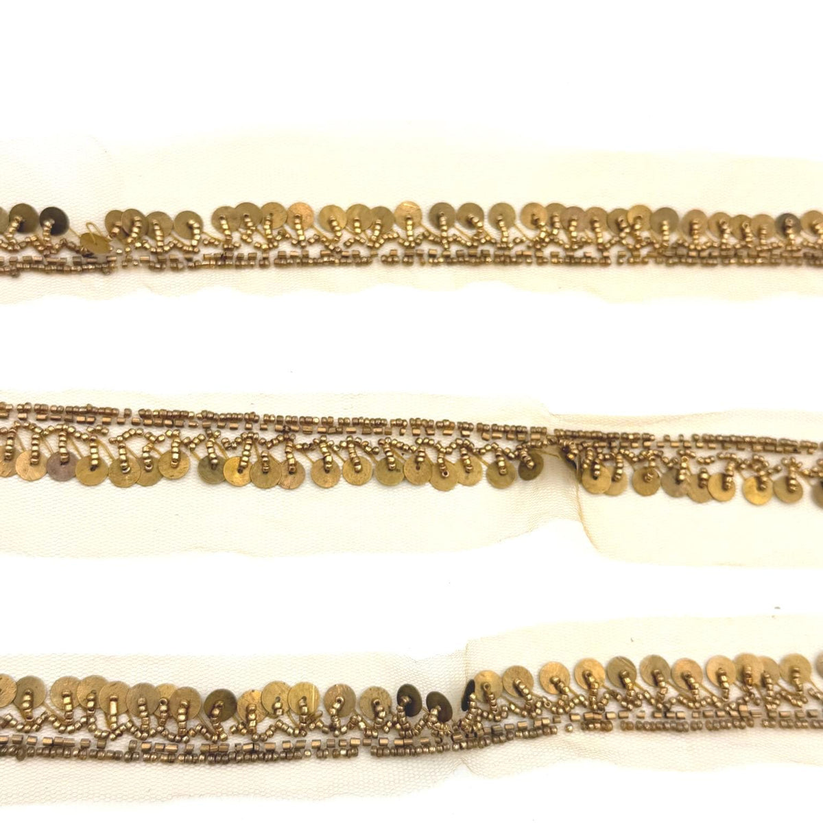 Vintage Gold Dabka Trim – Zardozi Sequin Bead Ribbon