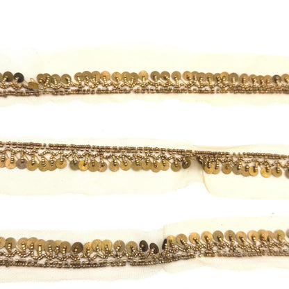 Vintage Gold Dabka Trim – Zardozi Sequin Bead Ribbon