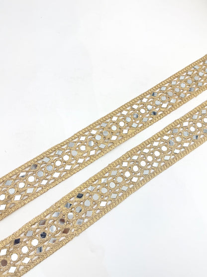 Scalloped Mirror Trim Ribbon Gold Wave Braid