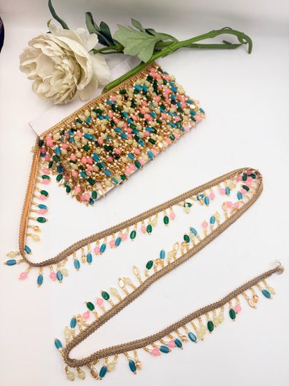 Beaded Tassel Fringe Trim Multicolor Glass Bead Ribbon