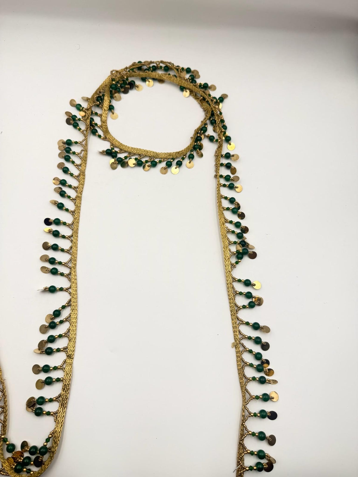 Beaded Jhalar Fringe Trim Red Green Gold Tassel
