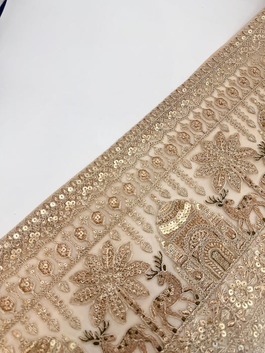 Gold Embroidered Lace Trim, Hand Embroidered