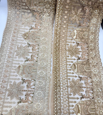 Gold Embroidered Lace Trim, Hand Embroidered
