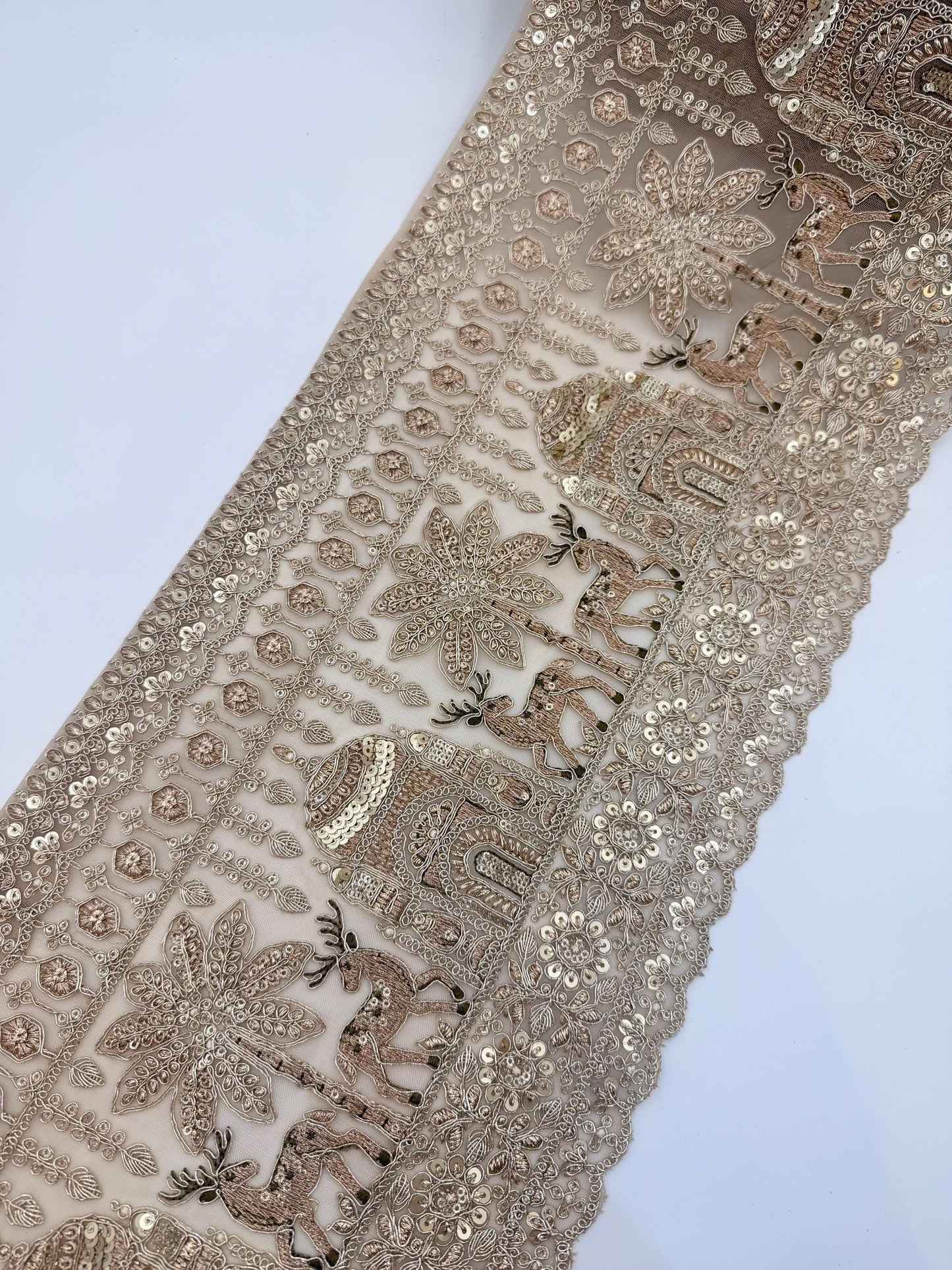 Gold Embroidered Lace Trim, Hand Embroidered