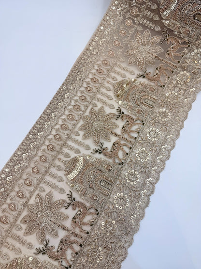 Gold Embroidered Lace Trim, Hand Embroidered