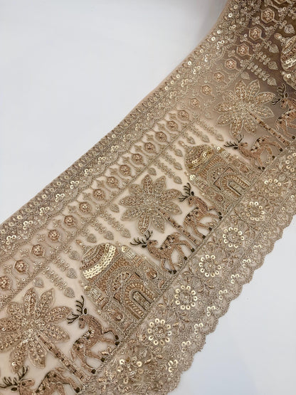 Gold Embroidered Lace Trim, Hand Embroidered