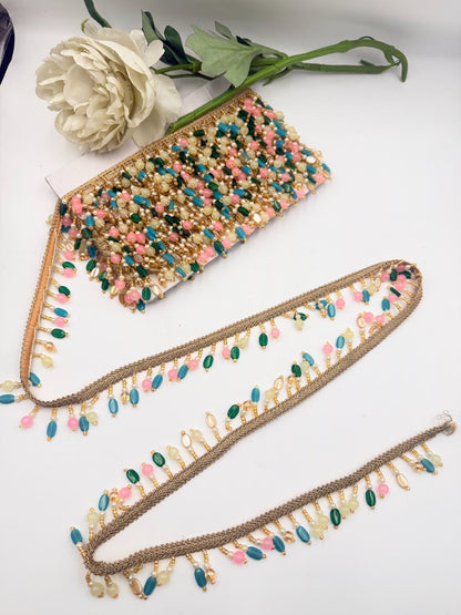 Beaded Tassel Fringe Trim Multicolor Glass Bead Ribbon