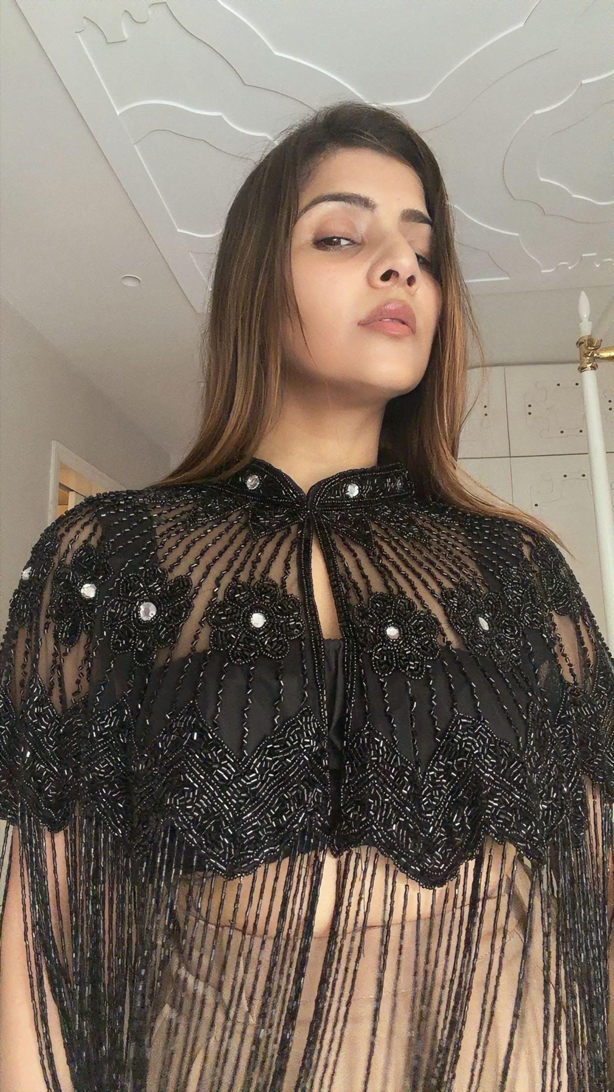 Black Beaded Fringe Cape Sheer Bridal Capelet, Embellished Wedding Cover Up Luxury Evening Shawl Couture Party Wrap