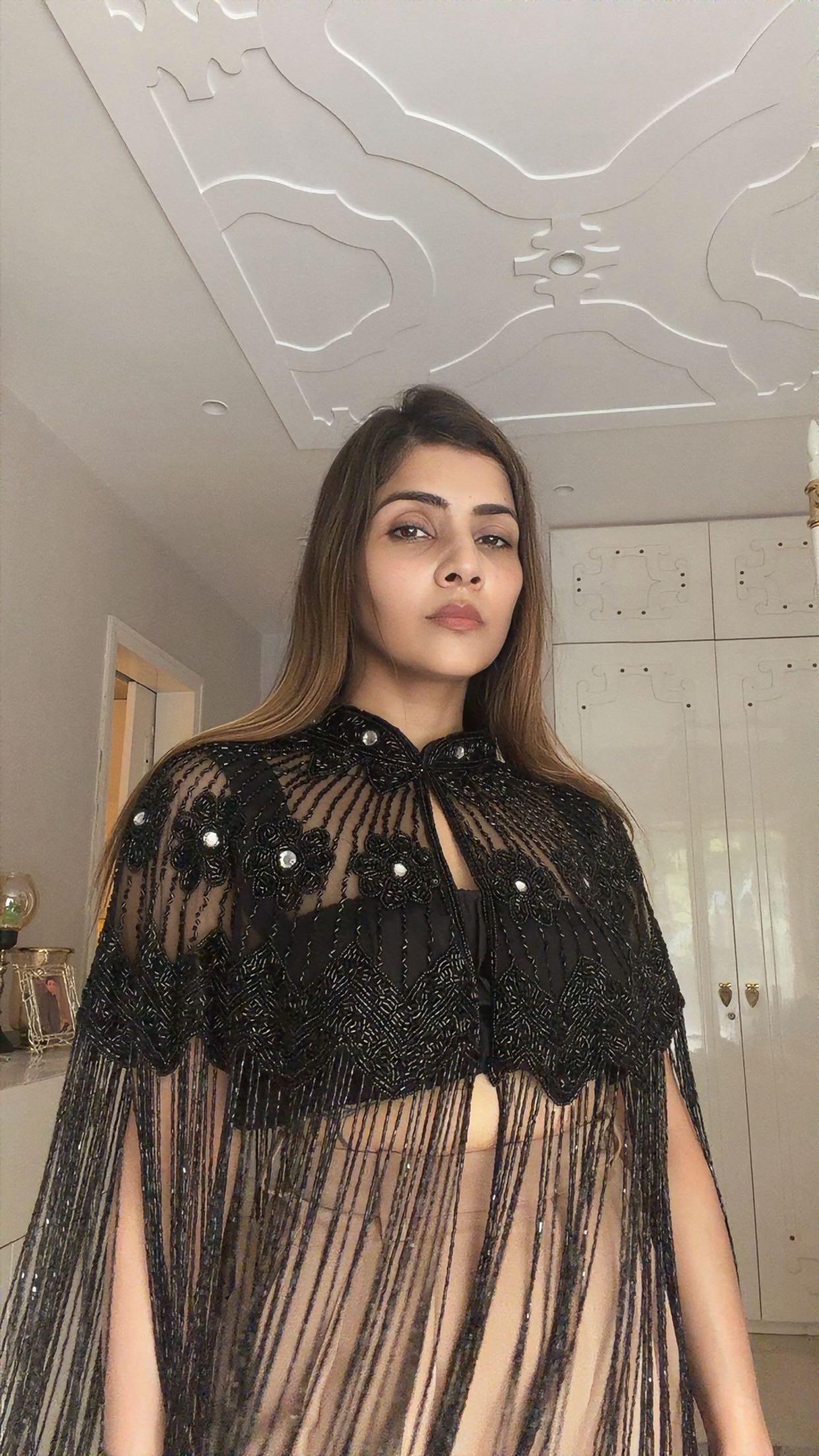 Black Beaded Fringe Cape Sheer Bridal Capelet, Embellished Wedding Cover Up Luxury Evening Shawl Couture Party Wrap
