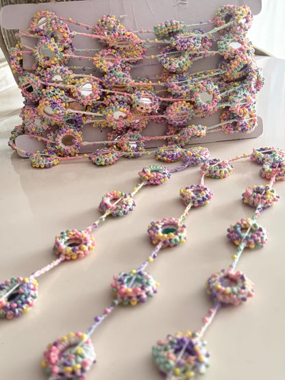 Pastel Crochet Beaded Lace Trim