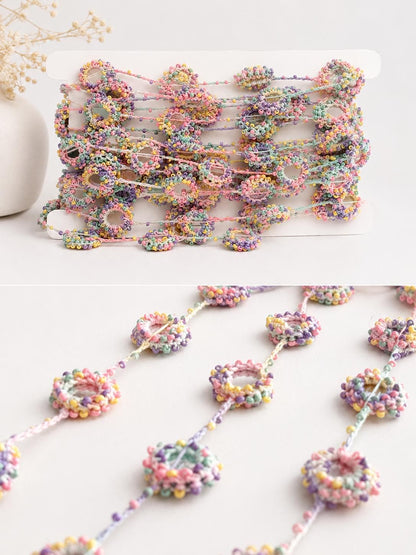 Pastel Crochet Beaded Lace Trim