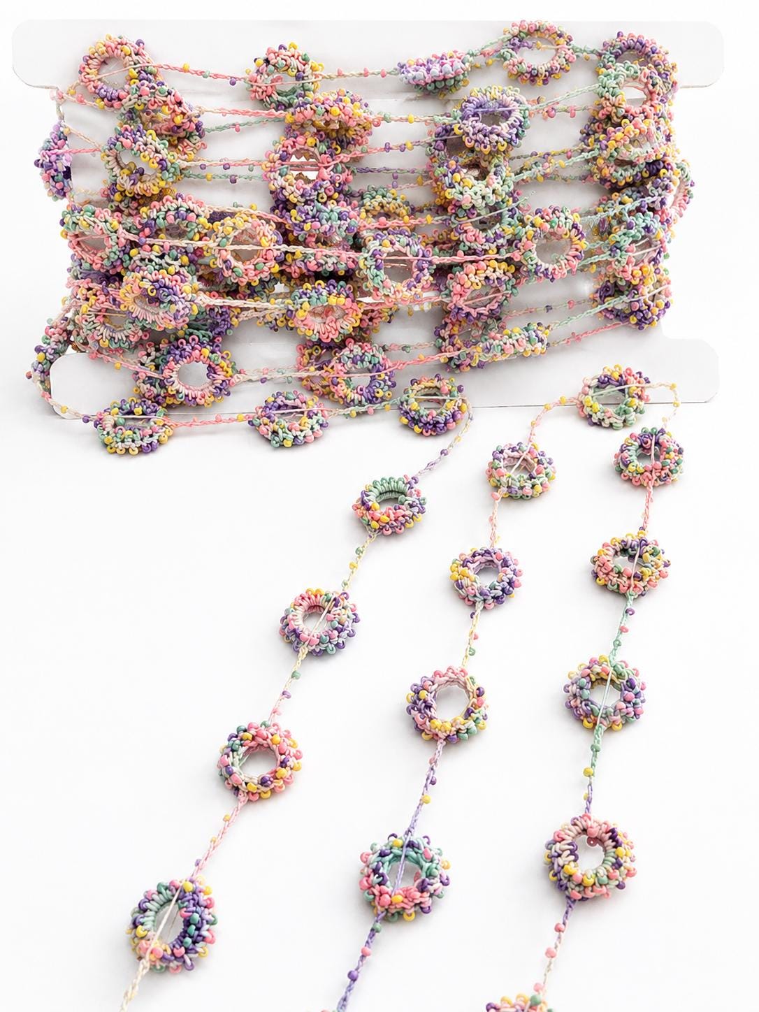 Pastel Crochet Beaded Lace Trim