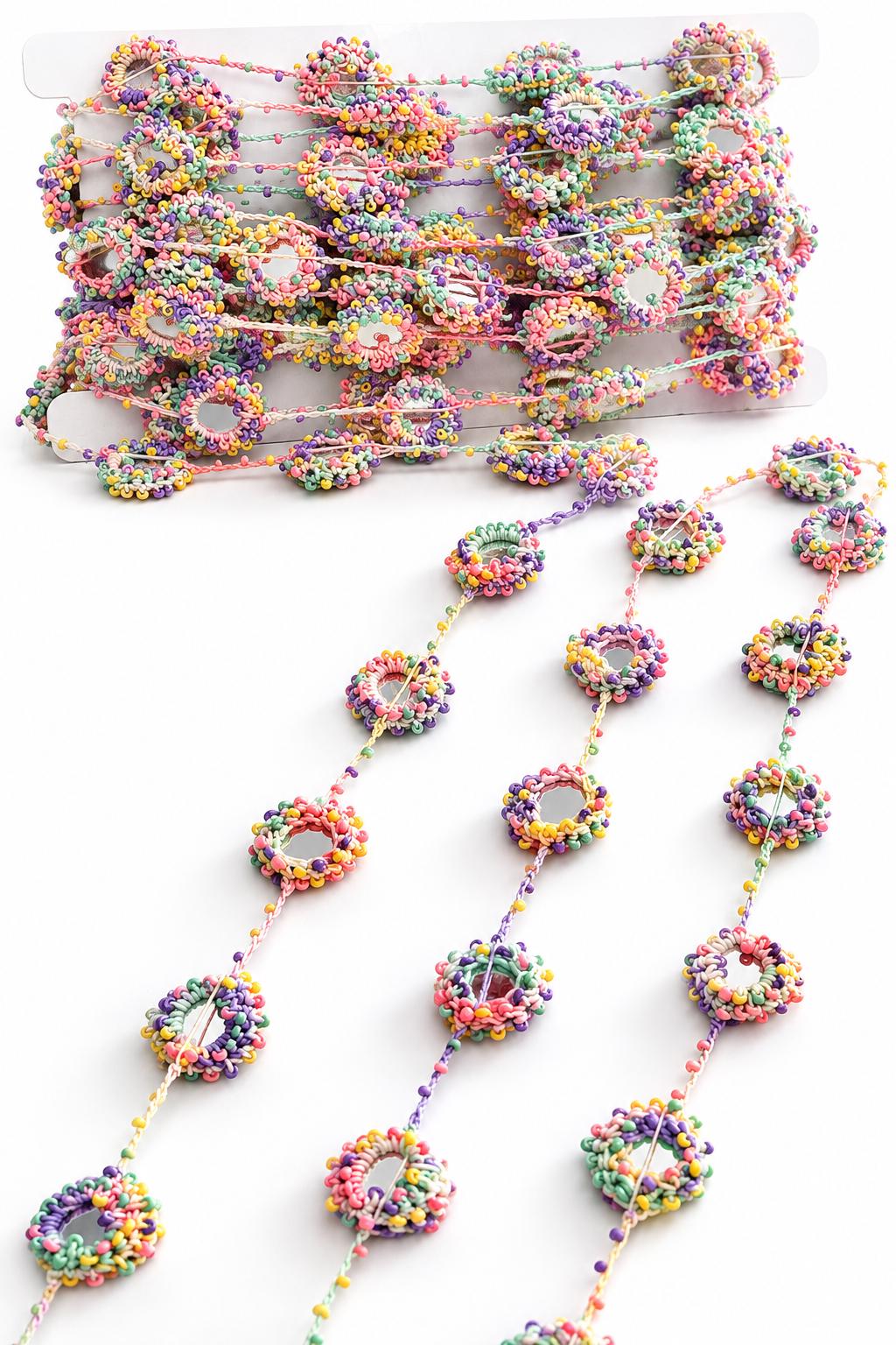 Pastel Crochet Beaded Lace Trim