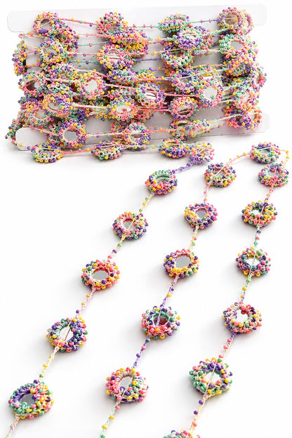 Pastel Crochet Beaded Lace Trim